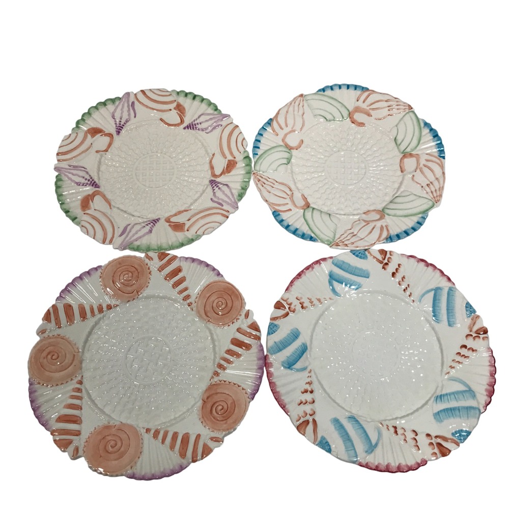 1989 Sanibel By Shafford 8.5 Inch Appetizer Seashell Plate VINTAGE Set‎ Of 4